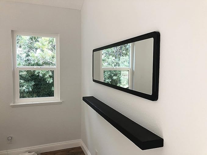 joelsantiques - 72 Inch Wooden Floating Shelves for Wall - 72x6x2 in - Made of Natural Wood - Long Heavy Duty Rustic Wall Shelves for Bedroom - Perfect for Living Room, Kitchen - Black