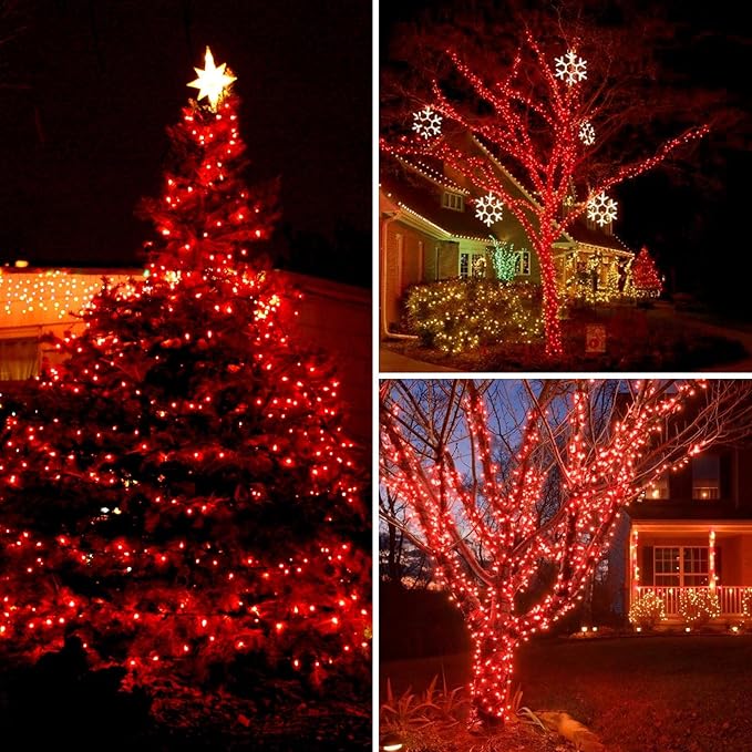 Connectable 200 LED String Lights Indoor Outdoor, 66FT Red Halloween Lights Waterproof, 13 Modes with Timer, Twinkle Fairy Lights Plug in Clear Wire for Christmas Tree, Bedroom, Halloween Decor