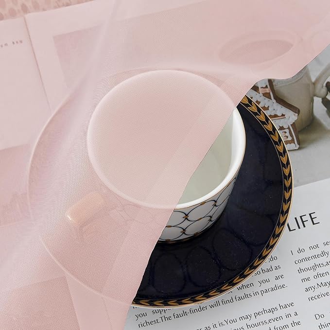 Aiyufeng Blush Pink Sheer Curtains 96 Inches Long 2 Panels Set, Light Filtering Soft Airy Voile Rod Pocket Baby Pink Sheer Window Drapes for Bedroom Living Room, Each 42Wx96L Inches