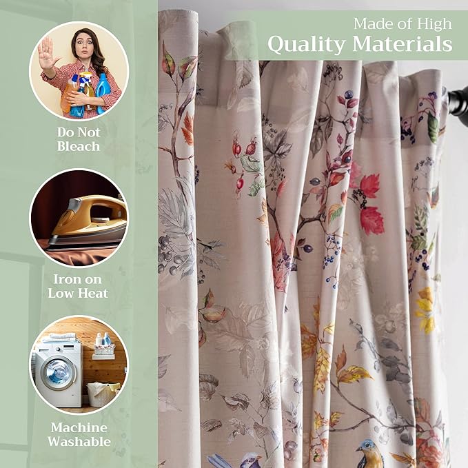 Maison d' Hermine Curtains for Living Room 100% Cotton 108 inch Length One Panel Light Filtering Curtains for Bedroom Windows with Rod and Loop Pockets Drapes (Equinoxe Multicolor, 50" W x 108" L)