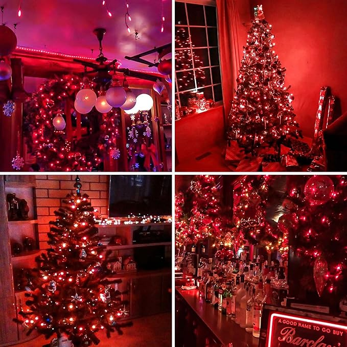 Connectable 200 LED String Lights Indoor Outdoor, 66FT Red Halloween Lights Waterproof, 13 Modes with Timer, Twinkle Fairy Lights Plug in Clear Wire for Christmas Tree, Bedroom, Halloween Decor