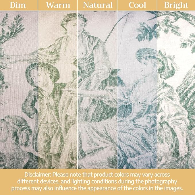 Maison d' Hermine Curtains for living room 100% Cotton 108 inch length One Panel Light Filtering Toile Curtains for Bedroom Windows with rod and loop Pockets (The Miller Antique Green, 50"W x 108"L)