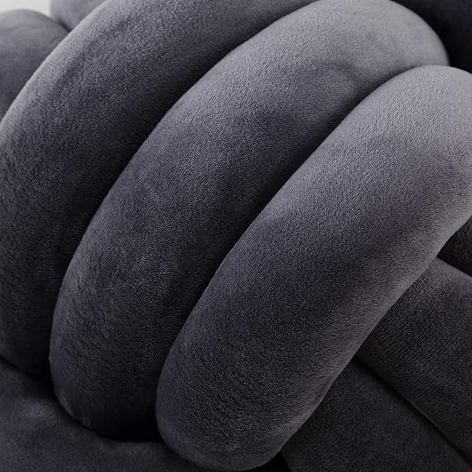 Petrella Knot Pillow Throw Pillows Ball Round Cute Throw Pillows Home Decor Cushion Decorative Aesthetic Spandex,Dark Gray 11inch