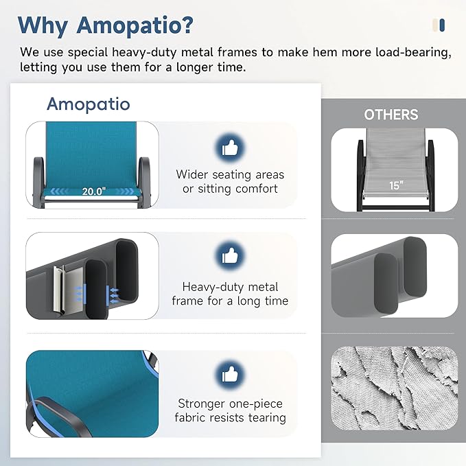 Amopatio Patio Chairs Set of 6, Outdoor Stackable Dining Chairs for All Weather, Breathable Garden Outdoor Furniture for Backyard Deck, Light Blue