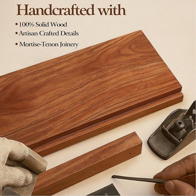 Solid Walnut Floating Shelves for Wall, 24"*10"*1.6"Real Thick Wood Mounted Wall Display Shelf with Joinery for Home Decor, Bathroom,Kitchen Set of 1（ Natural Walnut Brown）