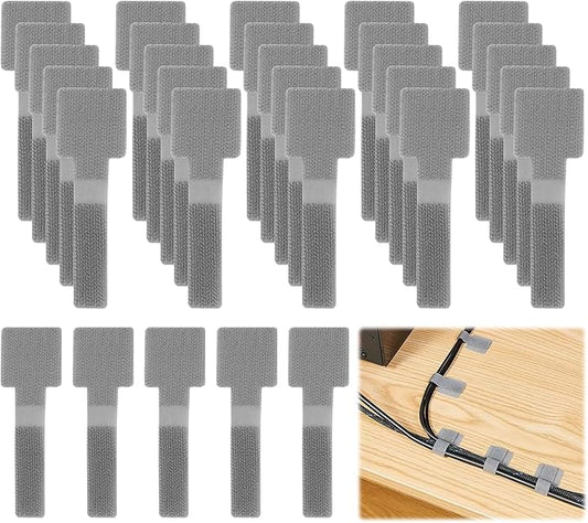 Cable Management Clips, 40Pcs Home Office Organizer Hook and Loop Tape - Self-Adhesive Desk Cable & Cord Management for Under Desk, Wall, Home, Office