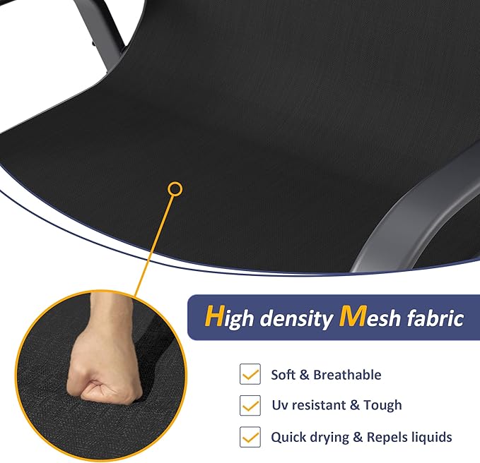 Amopatio 7 Pieces Patio Dining Set, Outdoor Table and Chairs, Square Metal Table with Umbrella Hole, 6 Stackable Chairs, Patio Furniture Sets for Deck, Backyard, Garden and Poolside, Black