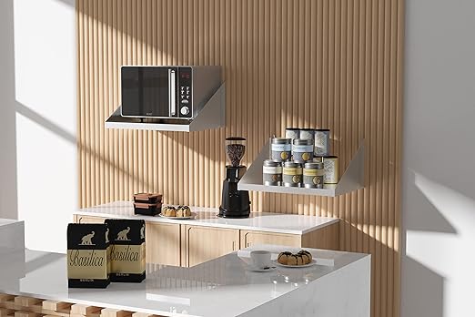 Stainless Steel Microwave Shelf, 18"x24" 200 lb Heavy Duty Metal Appliance Wall Mount Floating Shelving, Commercial Microwave Rack for Kitchen, Restaurant and Hotel