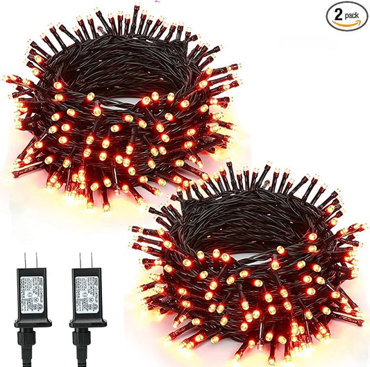 BrizLabs Halloween Orange Lights, 2 Pack 78.74ft 240 LED Halloween Mini String Lights, Outdoor Halloween Plug in String Lights Connectable, Orange LED Lights for Halloween Tree Indoor Outside Decor