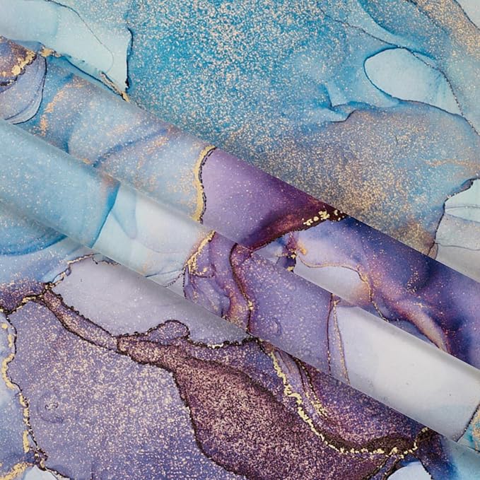 Renaiss Purples Blue Marble Shower Curtain Modern Abstract Watercolor Ink Painting Shower Curtain for Bathroom Room Partition Hotel Bathtub Decorative Shower Curtains Waterproof 72" W x 84" L