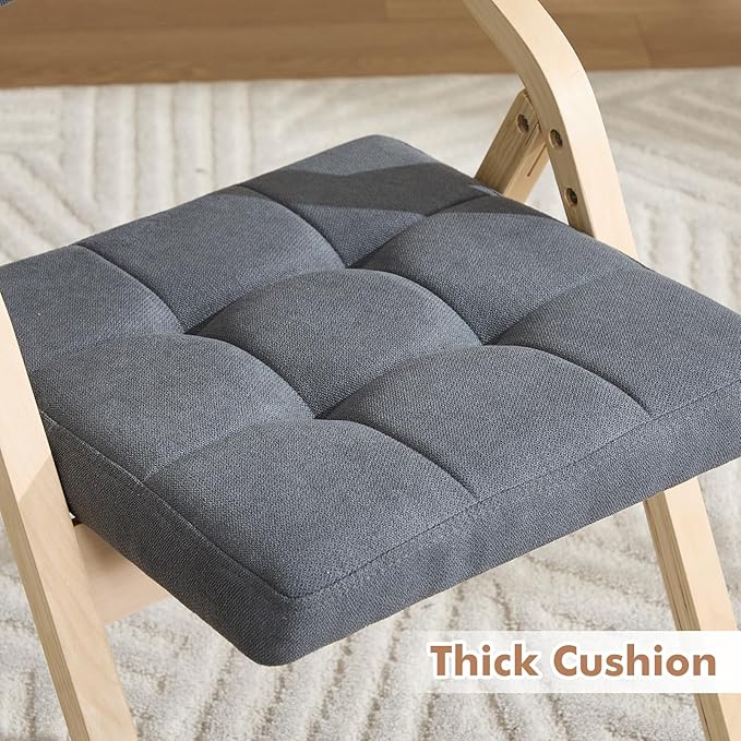 6-Pack Folding Dining Chairs with Cushion,Padded Foldable Dining Chairs,Portable Wooden Folding Chairs for Dining Rooms Kitchen Wedding and Party Indoor Darkgrey