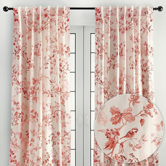 Maison d' Hermine Curtains for Living Room 100% Cotton 84 inch Length Two Panels Light Filtering Curtains for Bedroom Windows with Rod and Loop Pockets Drapes (Equinoxe Terracotta, 50" W x 84" L)