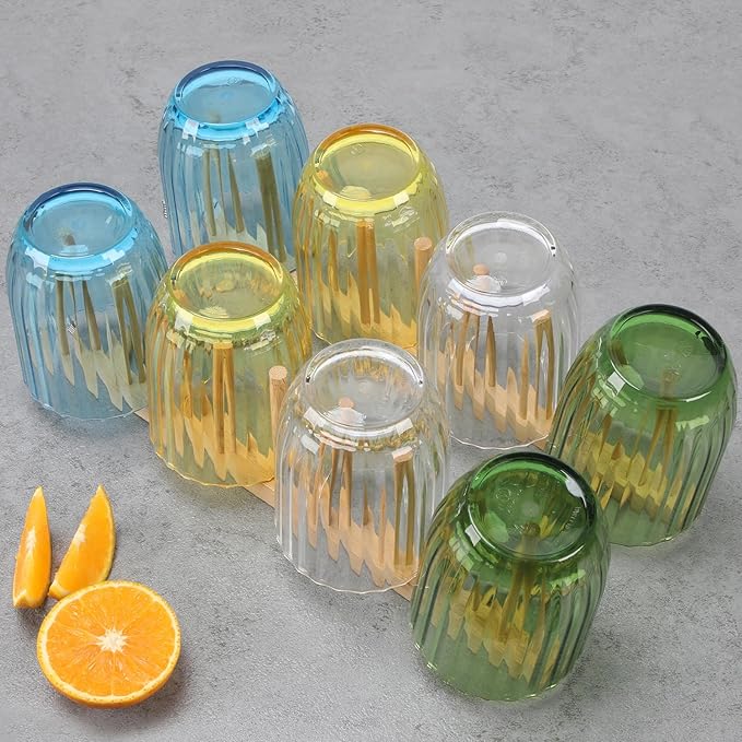 Acrylic Clear Highball Plastic Cups | Plastic Reusable Tumblers 15oz (Set of 8) | Stackable | BPA-free Tumblers | Shatterproof | Top-rack Dishwasher Safe
