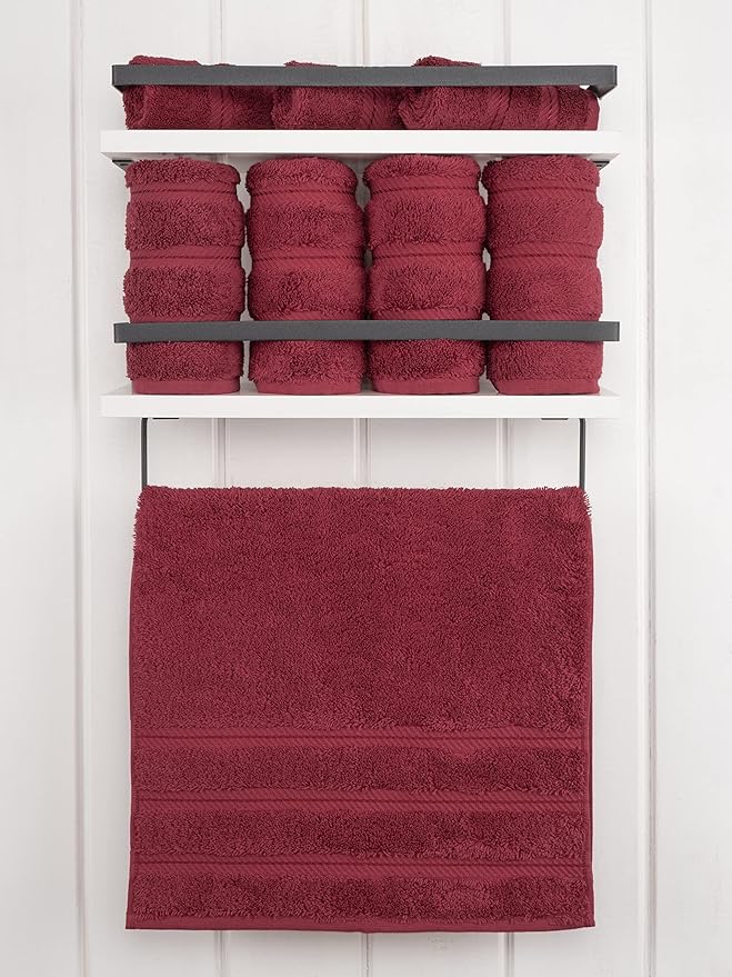 American Soft Linen Luxury Hand Towels for Bathroom, 600 GSM 100% Cotton Turkish 4 Piece Hand Towel Set, 600 GSM Hand Face Towels for Kitchen, Bordeaux Red Hand Towels