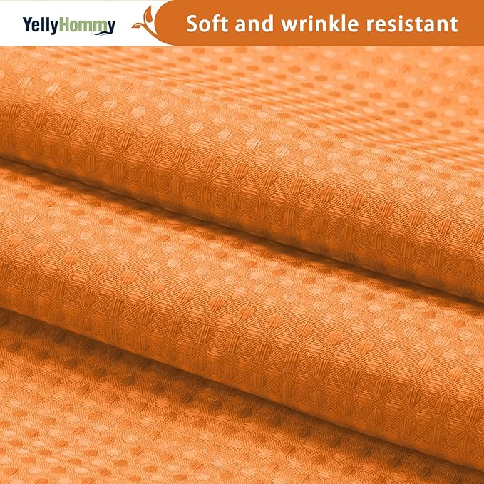 YellyHommy No Hook Shower Curtain with Snap in Liner Set Less Time Waffle Shower Curtain for Bathroom 75" L x 72" W Orange