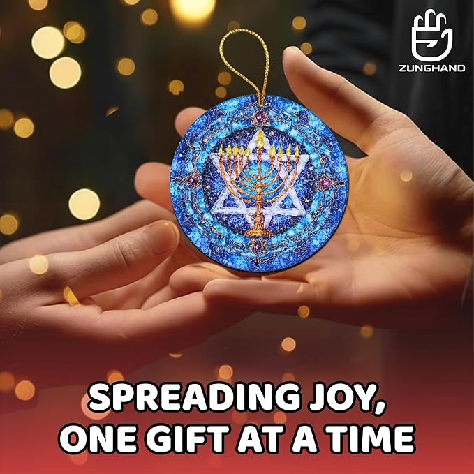Spiritual Gifts – Star of David Decor Acrylic Stained Glass Effect – Hanukkah Menorah Ornament, Jewish Christmas Hanukkah Acrylic Ornament for Tree, Judaica Holiday Decor (Star ver 1)
