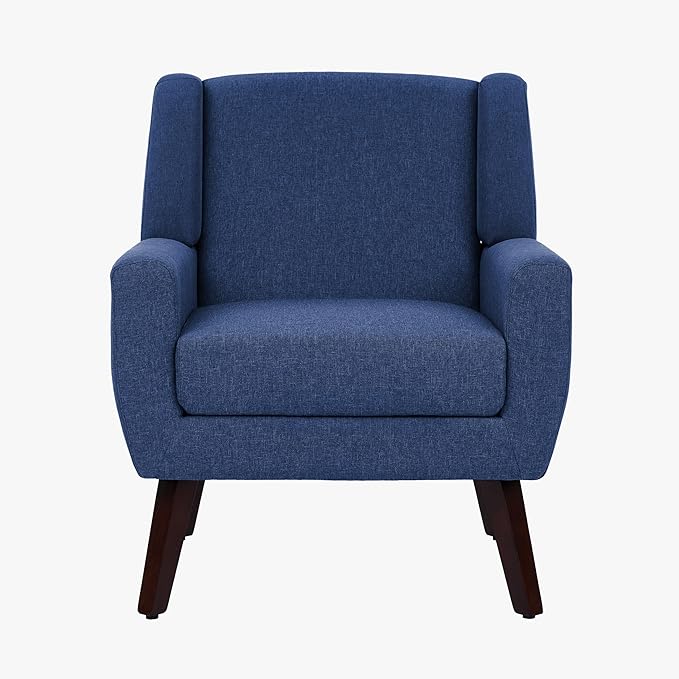 UIXE Accent Chair, Fabric Upholstered Armchair for Living Room, Comfy Arm Chair Single Sofa Bedroom Side Reading Seat - Flax Blue