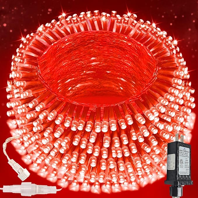 Connectable 200 LED String Lights Indoor Outdoor, 66FT Red Halloween Lights Waterproof, 13 Modes with Timer, Twinkle Fairy Lights Plug in Clear Wire for Christmas Tree, Bedroom, Halloween Decor
