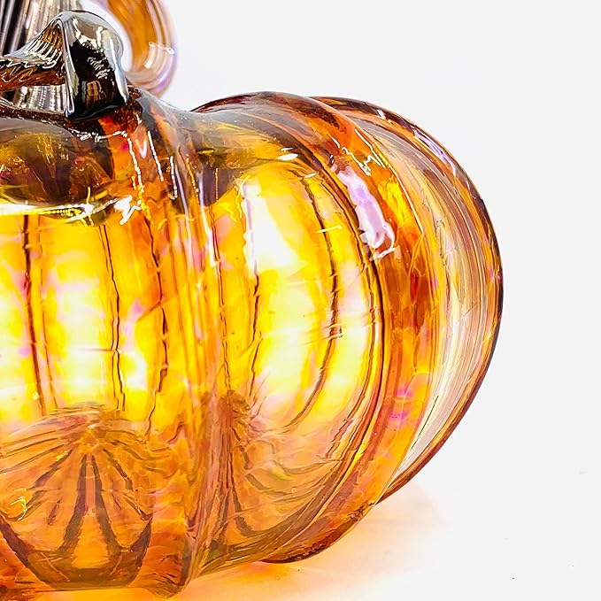 Luke Adams Glass | Handmade Glass Pumpkins | Handmade Table Top Home Decor (Squat, Harvest)