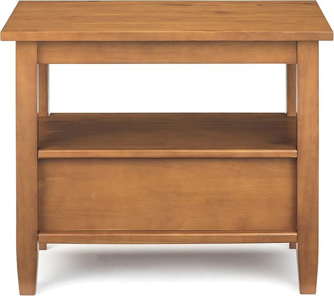 SIMPLIHOME Warm Shaker SOLID WOOD 14 inch Wide Rectangle Transitional Narrow Side Table in Light Golden Brown for the Living Room and Bedroom