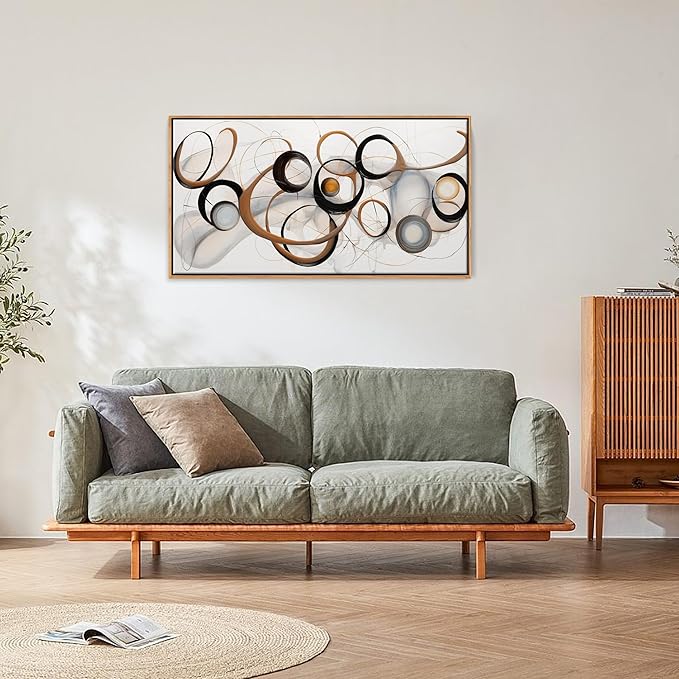 Abstract Wall Art, Modern Framed Canvas Wall Art for Living Room, Large Wood Wall Art Decor, Brown and Black Office and Kitchen Decorations, Bedroom Aesthetic, Modern Painting Print 20×40