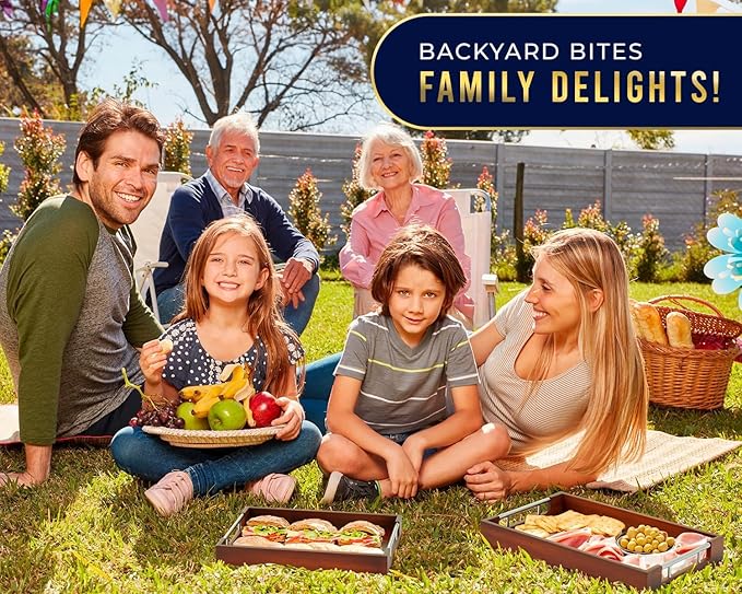 Set of 2 Decorative Serving Trays - Bamboo + Silver Stainless Steel Handles - Coffee Table or Ottoman Tray for Breakfast in Bed Jewelry, Decor Organization - 12"x17" - Stained Brown Finish