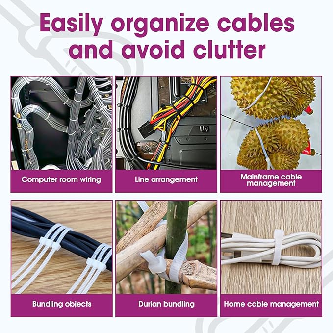 200 PCS Zip Ties 24 Inch Heavy Duty, Large Cable Ties 500lbs Tensile Strength, Black Zip Ties for Indoor and Outdoor Use, UV Resistant Wire Ties