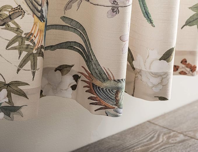 Maison d' Hermine Hokuzai 100% Cotton Curtain One Panel for Living Rooms Bedrooms Offices Tailored with a Rod Pocket and Loop for Easy Hanging (Beige, 50 Inch by 96 Inch).