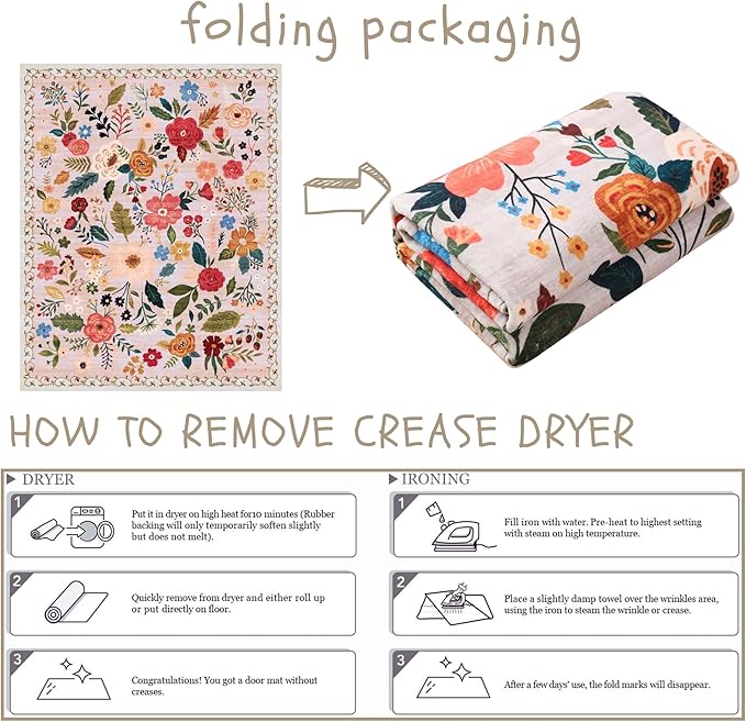 Rugcomf Living Room Rug 5x7 Rug Machine Washable Boho Area Rug Non Slip Floral Vintage Low Pile Large Rugs for Living Room, Bedroom, Farmhouse, Dining Room, Kids Playroom(Beige)