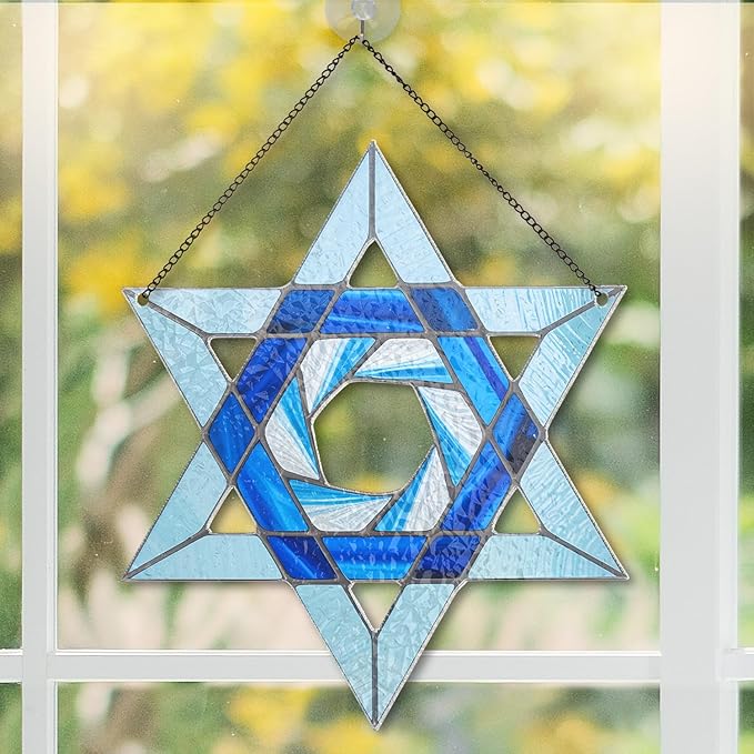 Hanukkah Suncatchers for Windows - Star of David Ornament, Personalized Hanukkah Ornaments, Jewish Star Acrylic Window Suncatchers, Jewish Christmas Ornaments