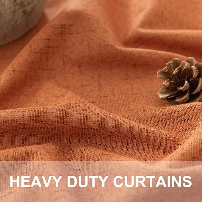 Burnt Orange Blackout Curtains for Living Room 108 Inches Long 2 Panels Back Tab Thermal Black Out Window Drapes for Bedroom Patio Sliding Glass Door Vertical Blinds Home Office Farmhouse Decor 52x108