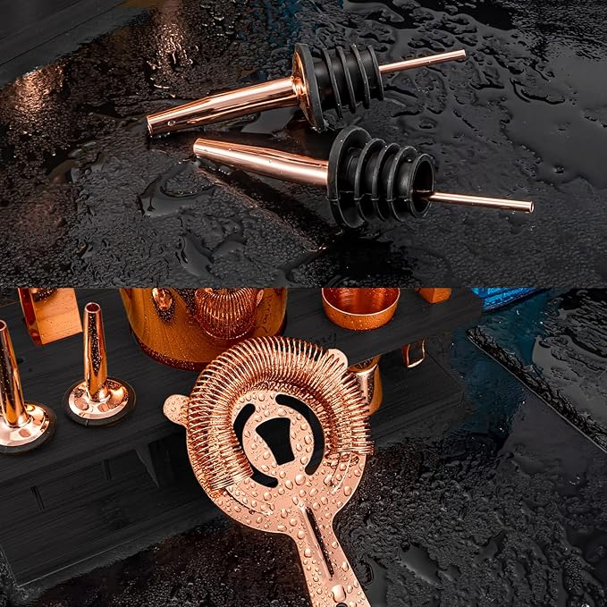 SOING 11-Piece Mixology Bartender Kit with Stand,Bar Kit Cocktail Shaker Set with All Essential Accessories:Martini Shaker,Spoon,Muddler,Strainer,Jigger,Tongs,Liquor Pourers