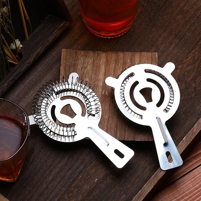 16 Pcs Bar Bartender Strainer Stainless Steel Drink Cocktail Strainers Silver Shaker Ice Bar Shelf or Bartenders Mixologists Drinking Water Filtering