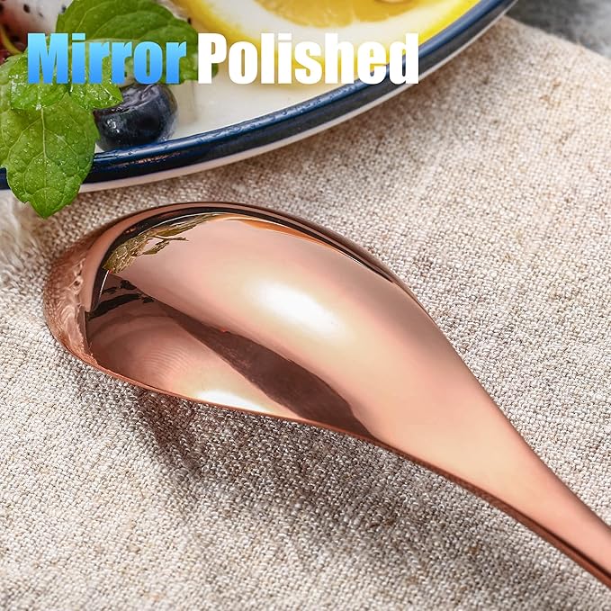 Lemeya 24-Piece Rose Gold Silverware Set for 6,18/10 Stainless Steel Cutlery Set with Forged Stand Knife,Modern Flatware Utensils Set,Forks Spoons and Knives Set,Mirror Polished,Dishwasher Safe