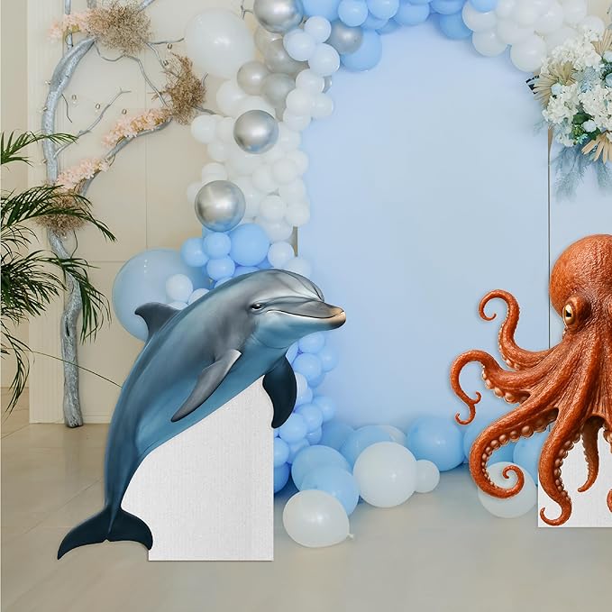 Dolphin Life Size Standee - 3FT Freestanding Coroplast Cutouts | Aqua Animal Standup Photo Booths, Birthday & Halloween Decorations
