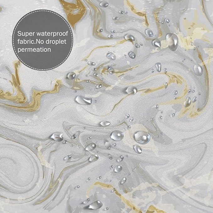 Domoku Grey Gold Marble Shower Curtain,Grey Golden Cracked Lines Abstract Modern Shower Curtain for Bathroom Decor,Waterproof Texture Washable Fabric Shower Curtain,72 X 72