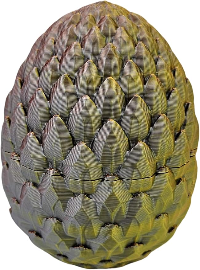 3D Printed Dragon Egg Articulating Gemstone Dragon Fidget Figurine - Vibrant Color Dragons Flexible ADHD, Autism and Anxiety Relief - Articulated Joints (Gold Copper Silver)