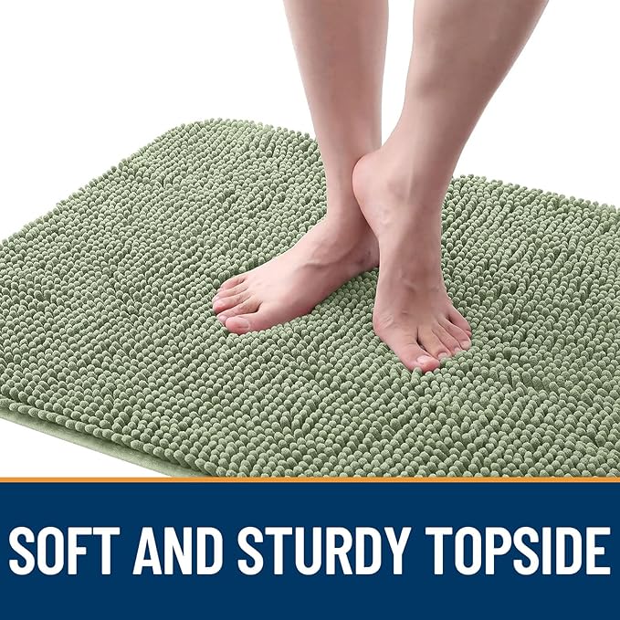 OLANLY Dog Door Mat Set 4-Piece 36x24, Absorbs Moisture and Dirt, Absorbent Non-Slip Washable Doormat, Quick Dry Chenille Mud Mat for Dogs, Entry Indoor Entryway Carpet for Inside Floor, Sage Green
