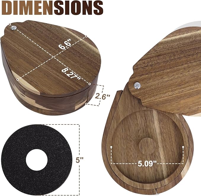 Margarita Salt Rimmer Set 3-Tier Acacia Wood Bar Glass Rimmer with Lid & 6 Sponges Perfect for Margaritas, Bloody Marys, Manhattans Ideal for Home Bars & Parties Brown