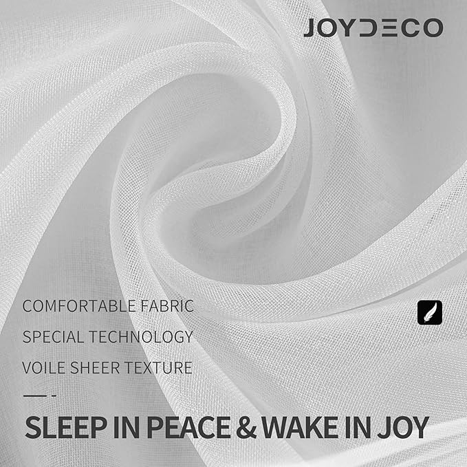 Joydeco White Sheer Curtains 72 Inch Length 2 Panels Set, Rod Pocket Long Sheer Curtains for Window Bedroom Living Room, Lightweight Semi Drape Panels for Yard Patio (54x72 inch, Off White)