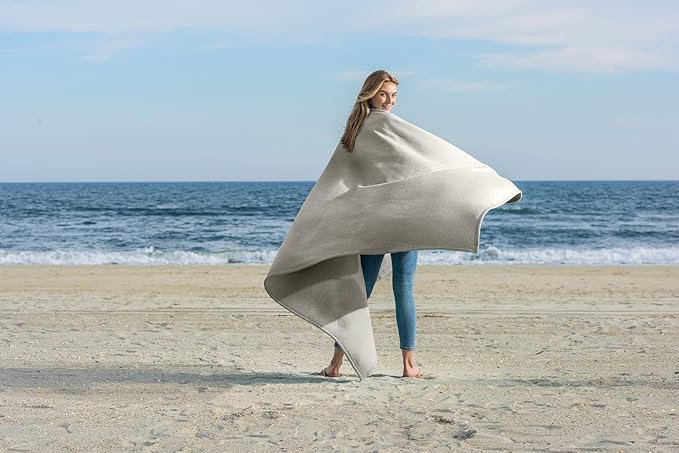MV Sport Lightweight Sweatshirt Blanket Throw – Warm & Cozy, Breathable Oversized Fleece Knit, Couch, Bed, Travel, Cold Nights, and Outdoors – Soft Light Weight Blanket 54" x 84" Oatmeal