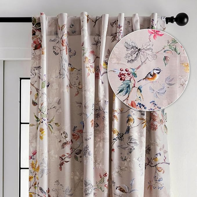 Maison d' Hermine Curtains for Living Room 100% Cotton 108 inch Length One Panel Light Filtering Curtains for Bedroom Windows with Rod and Loop Pockets Drapes (Equinoxe Multicolor, 50" W x 108" L)