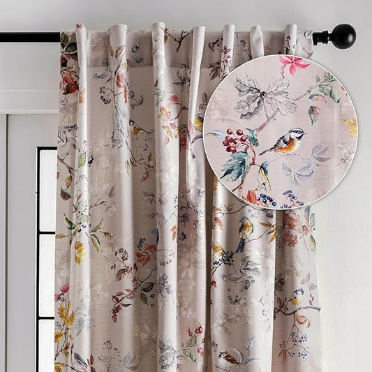 Maison d' Hermine Curtains for Living Room 100% Cotton 108 inch Length One Panel Light Filtering Curtains for Bedroom Windows with Rod and Loop Pockets Drapes (Equinoxe Multicolor, 50" W x 108" L)
