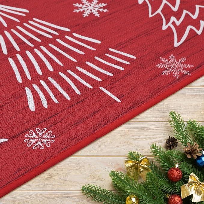 CAROMIO Christmas Kitchen Mat Washable Runner Rug Non Skid Kitchen Rugs and Mats Xmas Decorative Runner Mats Non-Slip Kitchen Floor Mat for Laundry Sink, 17"x29"+17"x47"