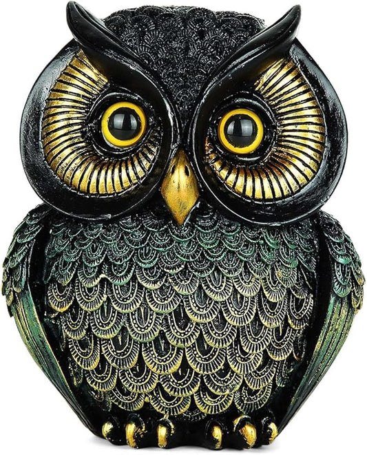 Owl Figurines Resin Statue Home Decor Sculptures Ornament for Bookshelf Living Room,Housewarming Gift