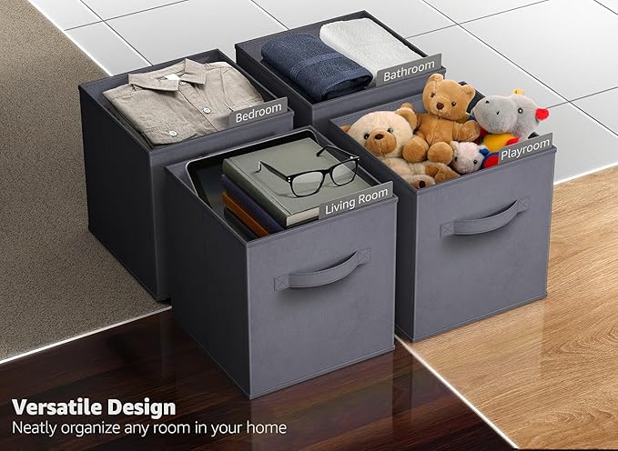 Sorbus Fabric Storage Cubes - 6 Foldable Storage Bins for Organizing Pantry, Cubbies, Toy Box - Clothes Storage & Closet Organizer - 13 Inch Collapsible Cube Baskets for Shelves with Handle