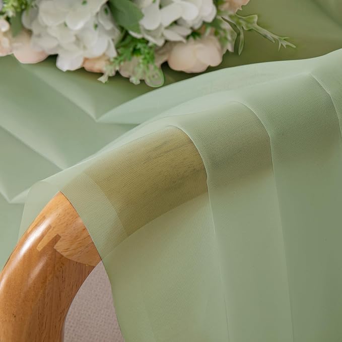 Aiyufeng Light Green Sheer Curtains 84 Inches Long 2 Panels Set for Living Room, Light Filtering Green Window Sheer Drapes for Bedroom, Each 42" W x 84" L
