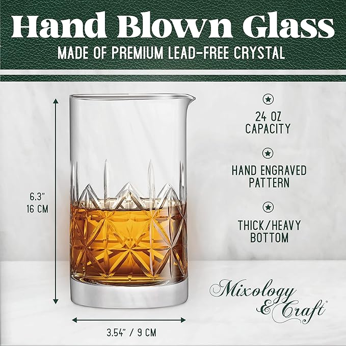 Mixology & Craft Cocktail Set - 7-Piece Bartender Kit with Mixing Glass Set, Japanese Jigger, Spoon, Muddler, and Strainer - Perfect for Old Fashioned Cocktails and Home Bars