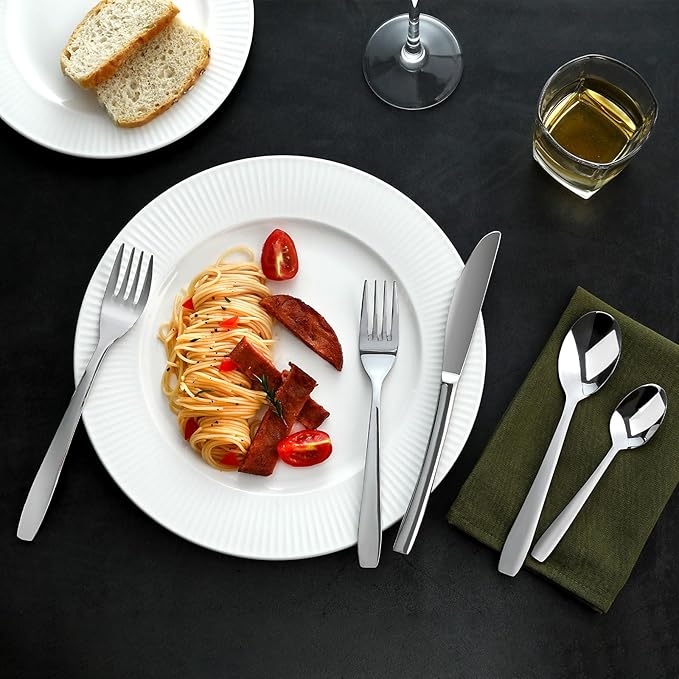 30 Piece Silverware Set,Stainless Steel Flatware Set for 6,18/0 Rust-Proof Cutlery Set with Forks & Spoons,Mirror Polished Dishwasher Safe - Heavy Duty Tableware for Home & Dining