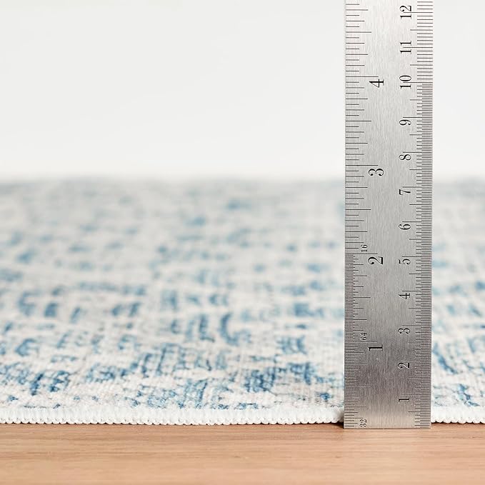 Dash & Albert Melange Diamond Blue Machine Washable Rug, 8.5 X 11.5 Feet, Blue Geometric Pattern